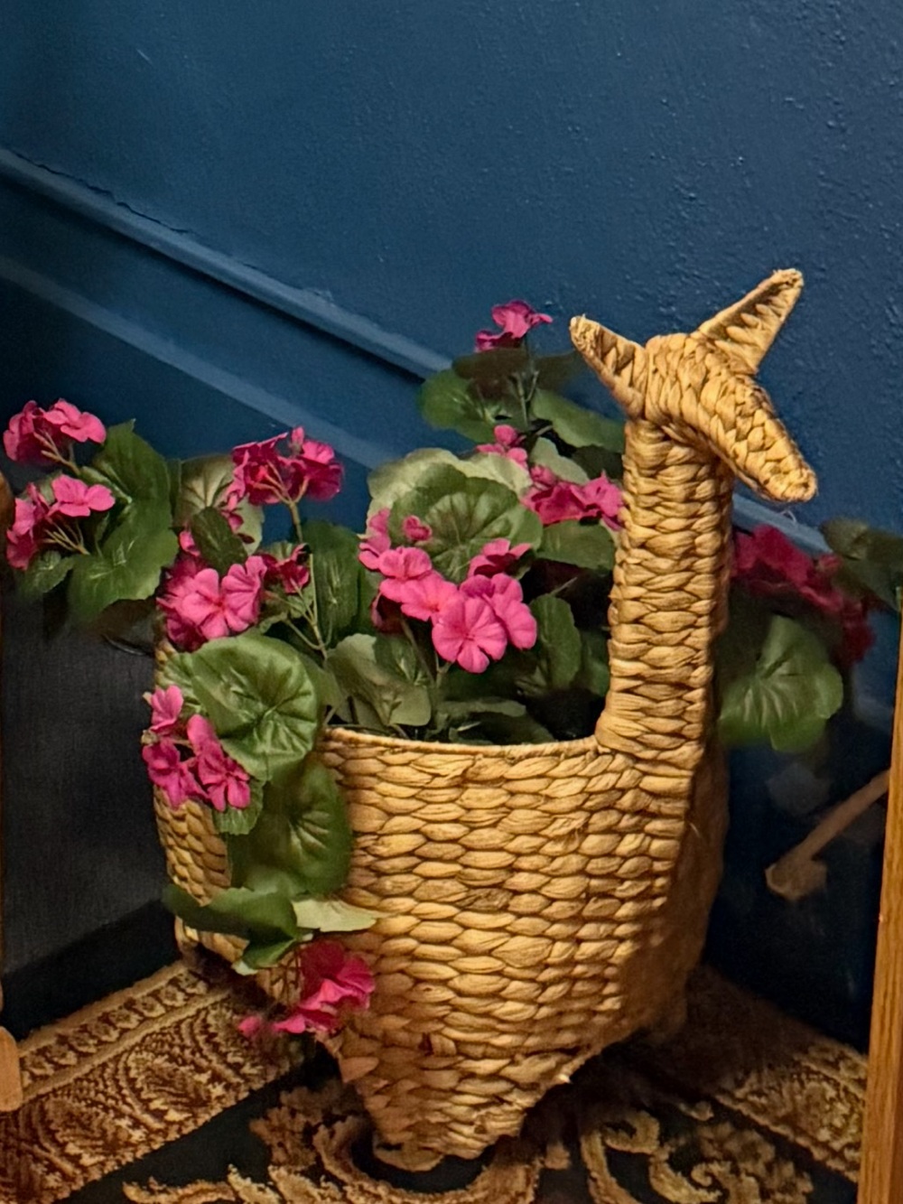 Woven Llama Planter Basket - Natural Straw